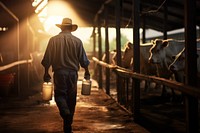 Walking livestock farmer mammal. 