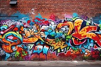 Graffiti colorful street brick wall. 