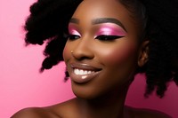 Black girl makeup portrait smiling adult. 