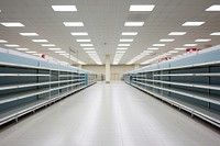 Supermarket cleaning aisle architecture consumerism repetition. AI generated Image by rawpixel.