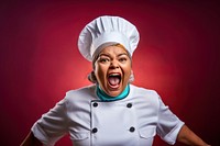 Photography of An Indian women plus size as a Head chef speacking. 