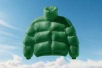 Green puffer jacket, winter apparel