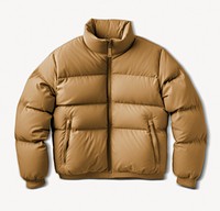 Brown puffer jacket, winter apparel