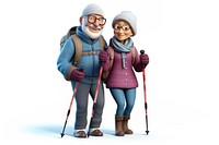 Senior couple smiling cartoon walking. AI generated Image by rawpixel.