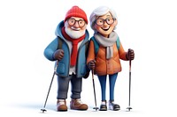 Senior couple smiling cartoon winter. AI generated Image by rawpixel.