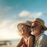 Laughing portrait travel beach. 