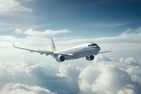 White plane flying airplane aircraft airliner. AI generated Image by rawpixel.