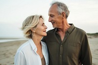 Happy mature couple portrait adult beach. AI generated Image by rawpixel.