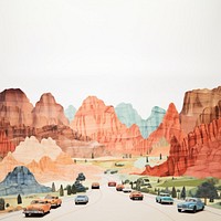 Mountain painting car outdoors. AI generated Image by rawpixel.