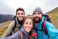 Mountain backpack selfie adventure. AI generated Image by rawpixel.