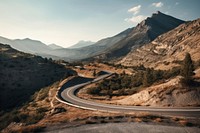 Winding road outdoors mountain vehicle. 