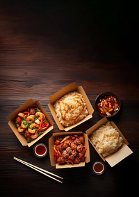 Chinese take-out food chopsticks meal meat. AI generated Image by rawpixel.
