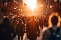 People walking light street adult. 