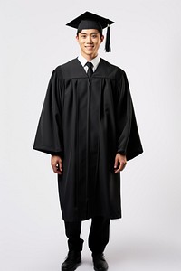 A plain-looking graduate man graduation portrait student. 