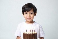 Kid boy happy momen birthday dessert candle party. 