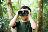 Binoculars camera forest child. 