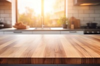 Empty brown wooden kitchen table hardwood. AI generated Image by rawpixel.