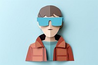 Kid wearing VR glasses sunglasses portrait photo. 