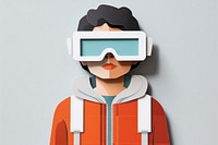 Kid wearing VR glasses portrait photography accessories. 