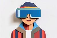 Kid wearing VR glasses portrait art accessories. 