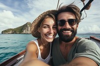 Selfie sunglasses portrait outdoors. 