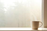 Coffee cup windowsill drink. 