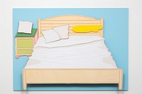 Bed furniture painting bedroom. AI generated Image by rawpixel.