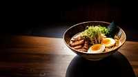 Japanese tonkatsu ramen food meal bowl. 