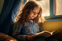 Kid girl reading publication portrait light. AI generated Image by rawpixel.