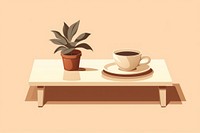 Coffee table furniture plant cup. AI generated Image by rawpixel.