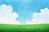 Blue sky green grass paradise backgrounds grassland landscape. 