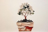 Potted bonsai art origami plant.