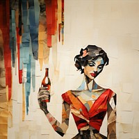Party painting holding refreshment. AI generated Image by rawpixel.