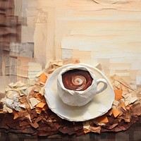 Hot chocolate painting saucer coffee. AI generated Image by rawpixel.