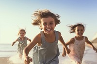 Child beach laughing portrait. 