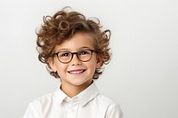 Little boy wearing glasses portrait smile photo. 