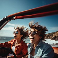 Teenagers fun laughing outdoors. 