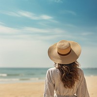 Standing summer beach adult. 