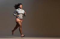 African american chubby running jogging adult. 