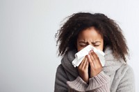 photo of african american young girl got flu. 