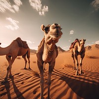 Camels outdoors desert mammal. 