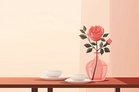 Dining table rose furniture flower. AI generated Image by rawpixel.