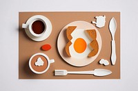 English breakfast coffee spoon plate. 