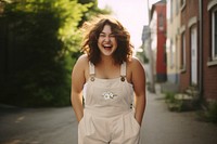 Plus-size overalls mockup, fashion psd