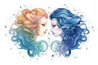 Horoscope Gemini painting portrait drawing. AI generated Image by rawpixel.