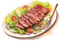Plate steak salad slice. AI generated Image by rawpixel.