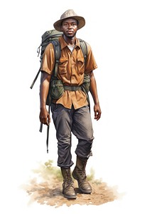 Black Male Hiker footwear backpack portrait. 