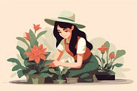 Girl gardening outdoors nature flower. AI generated Image by rawpixel.