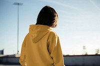 Yellow sweats hoodie, casual streetwear fashion