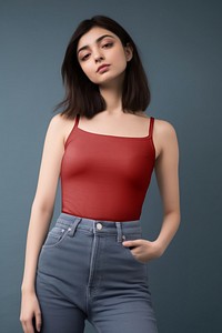 Red spaghetti top, women's summer fashion